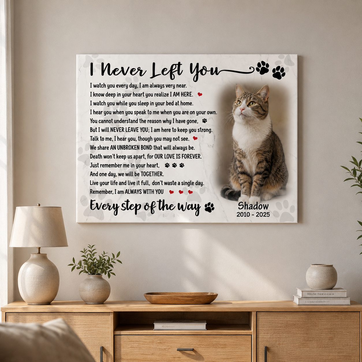 I Never Left You Poem | Custom Cat Memorial Canvas | Cat Memorial Gifts