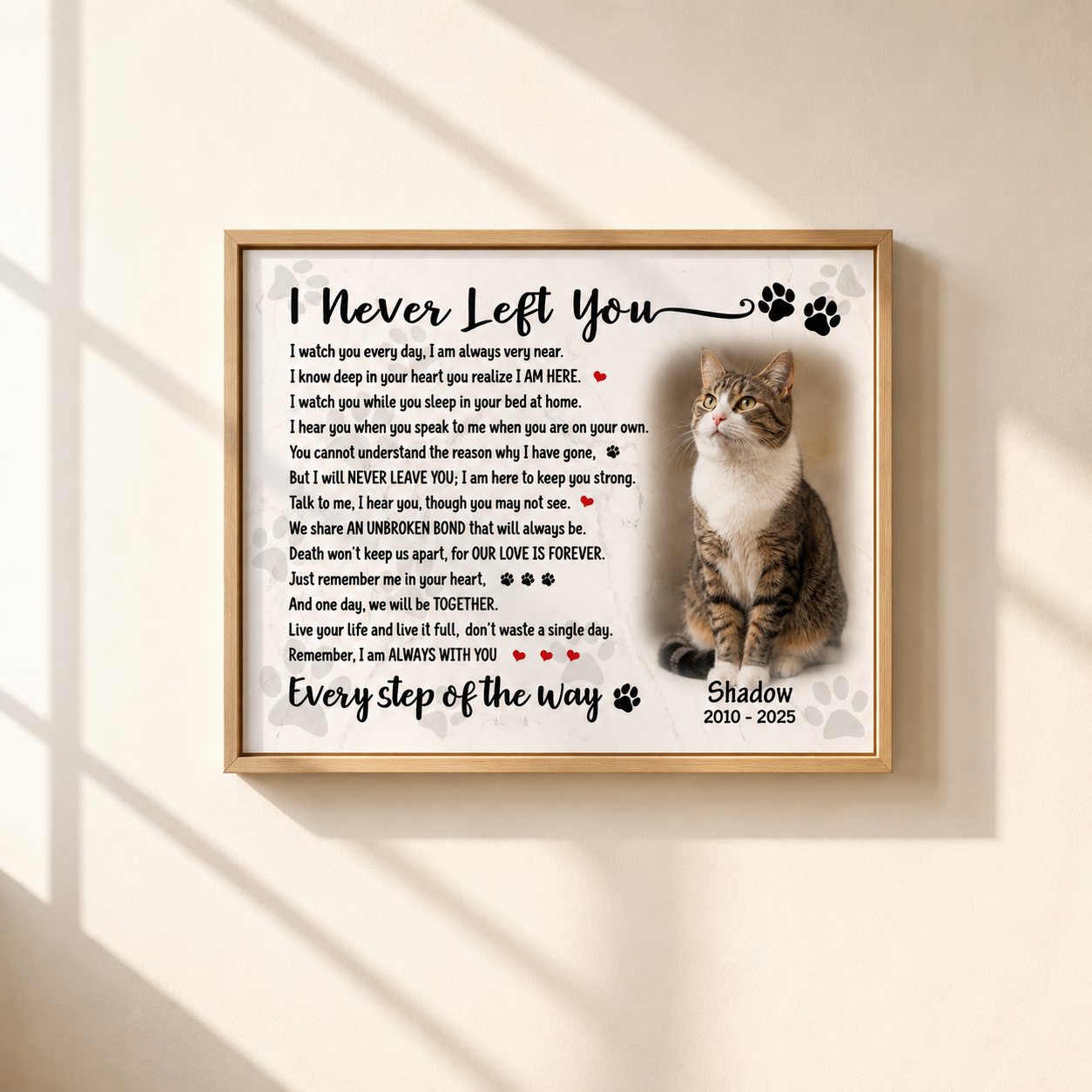 I Never Left You Poem | Custom Cat Memorial Canvas | Cat Memorial Gifts