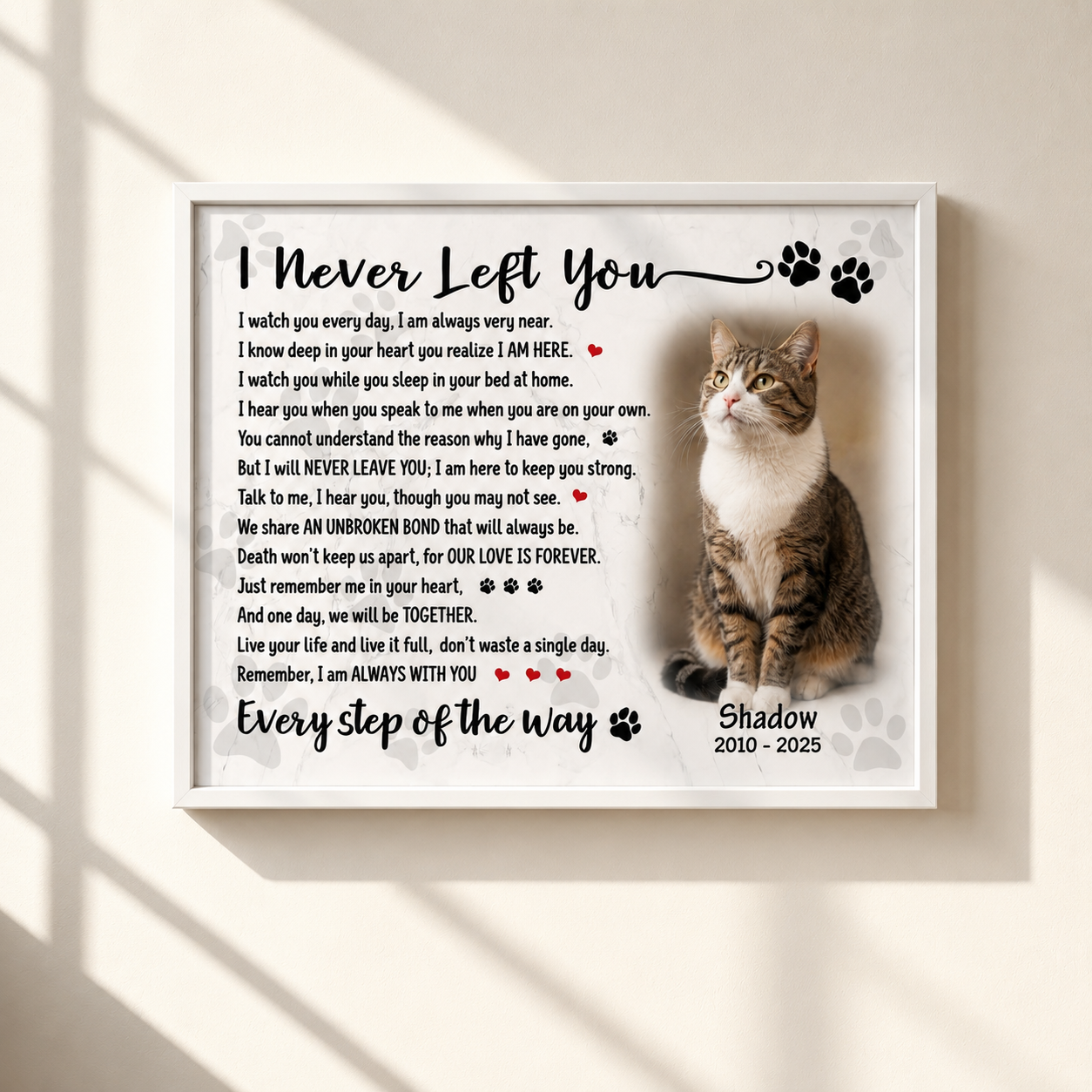 I Never Left You Poem | Custom Cat Memorial Canvas | Cat Memorial Gifts
