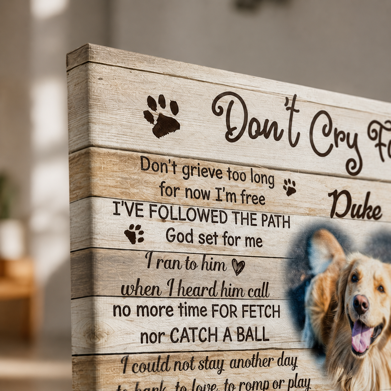 Don't Cry For Me Dog Poem | Custom Dog Memorial Canvas | Dog Memorial Gifts
