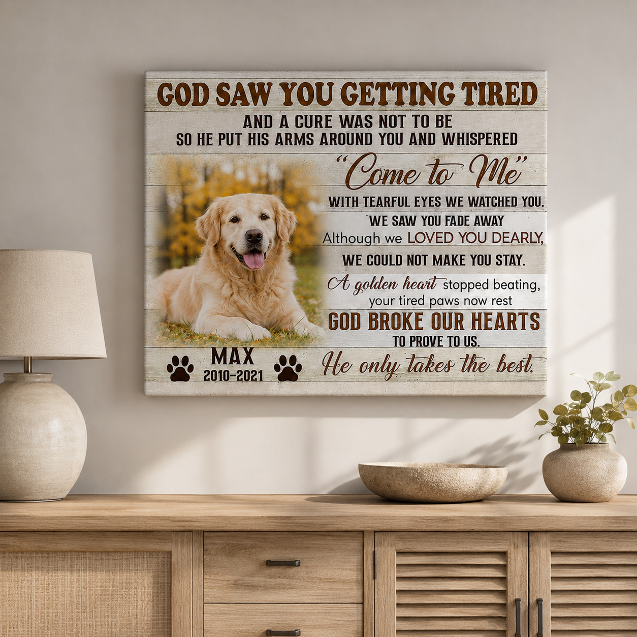 God Saw You Getting Tired | Custom Dog Memorial Canvas | Dog Memorial Gifts