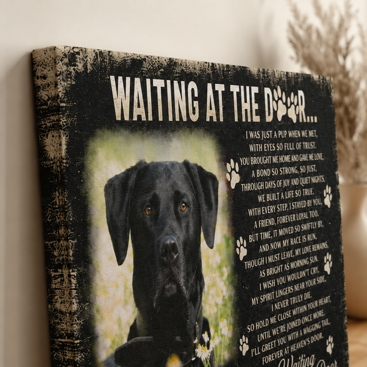 Waiting At The Door Poem | Custom Dog Memorial Canvas | Dog Memorial Gifts