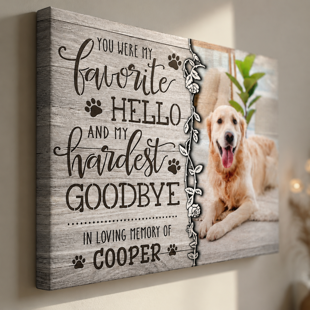 You Were My Favorite Hello And My Hardest Goodbye | Custom Dog Memorial Canvas | Dog Memorial Gifts