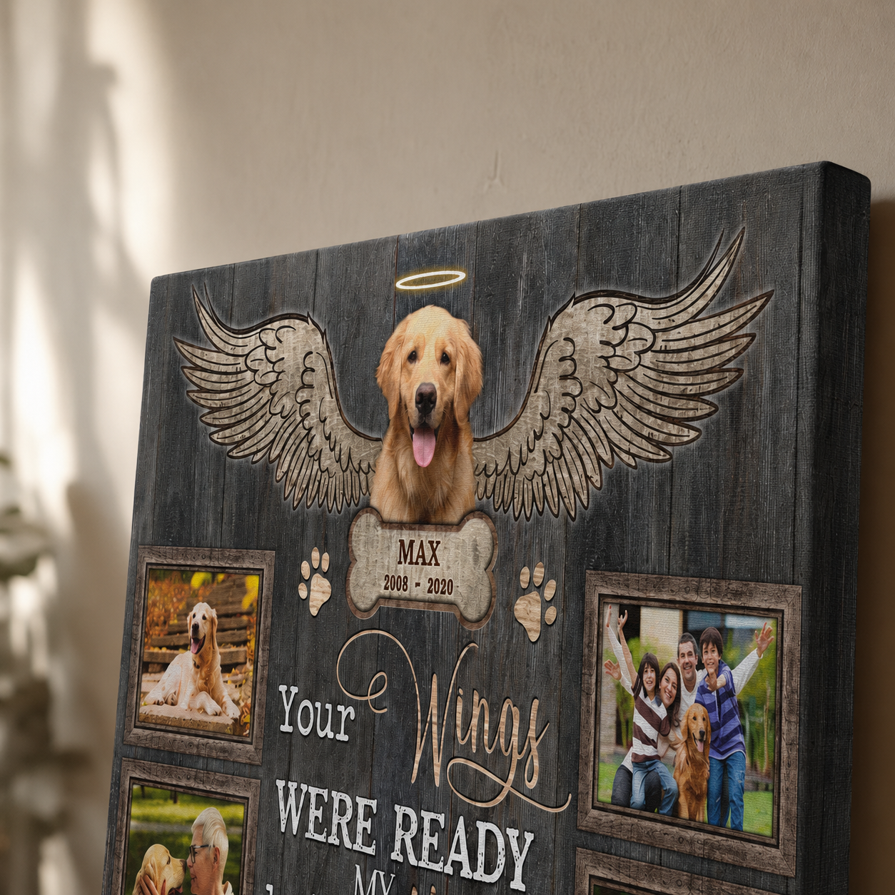 Your Wings Were Ready But My Heart Was Not | Custom Dog Memorial Canvas | Dog Memorial Gifts