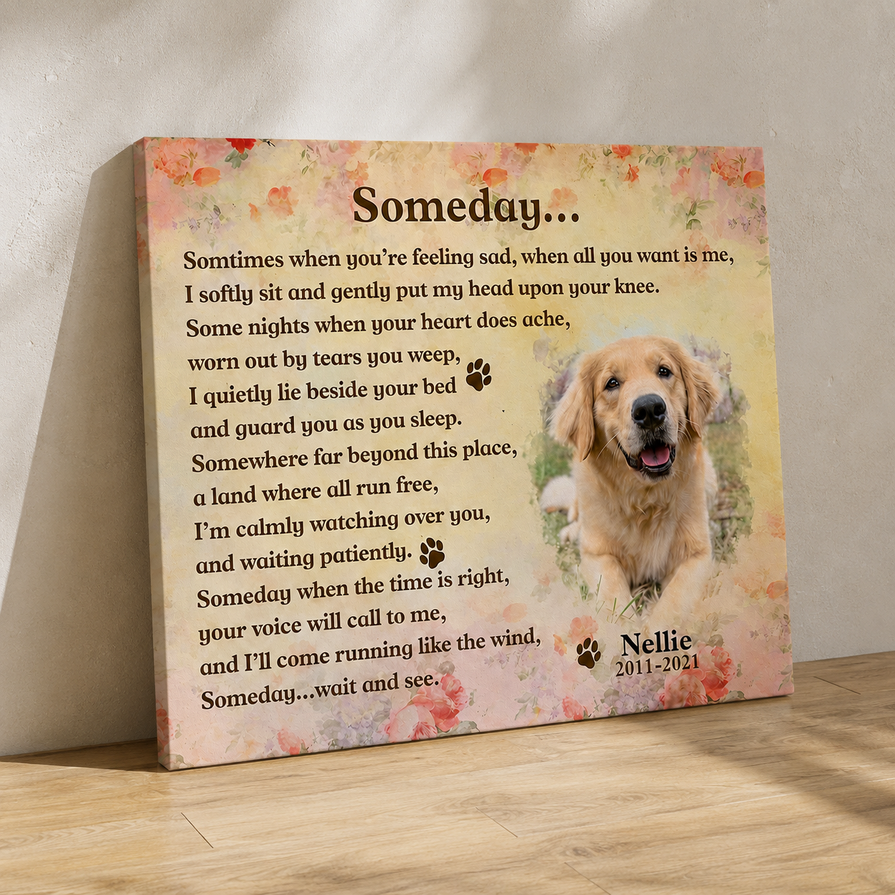Someday Dog Poem | Custom Dog Memorial Canvas Print