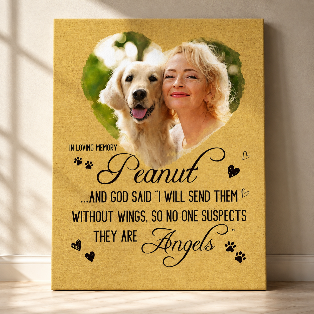 And God Said I Will Send Them Without Wings Losing Dog Quote | Custom Dog Memorial Canvas | Dog Memorial Gifts