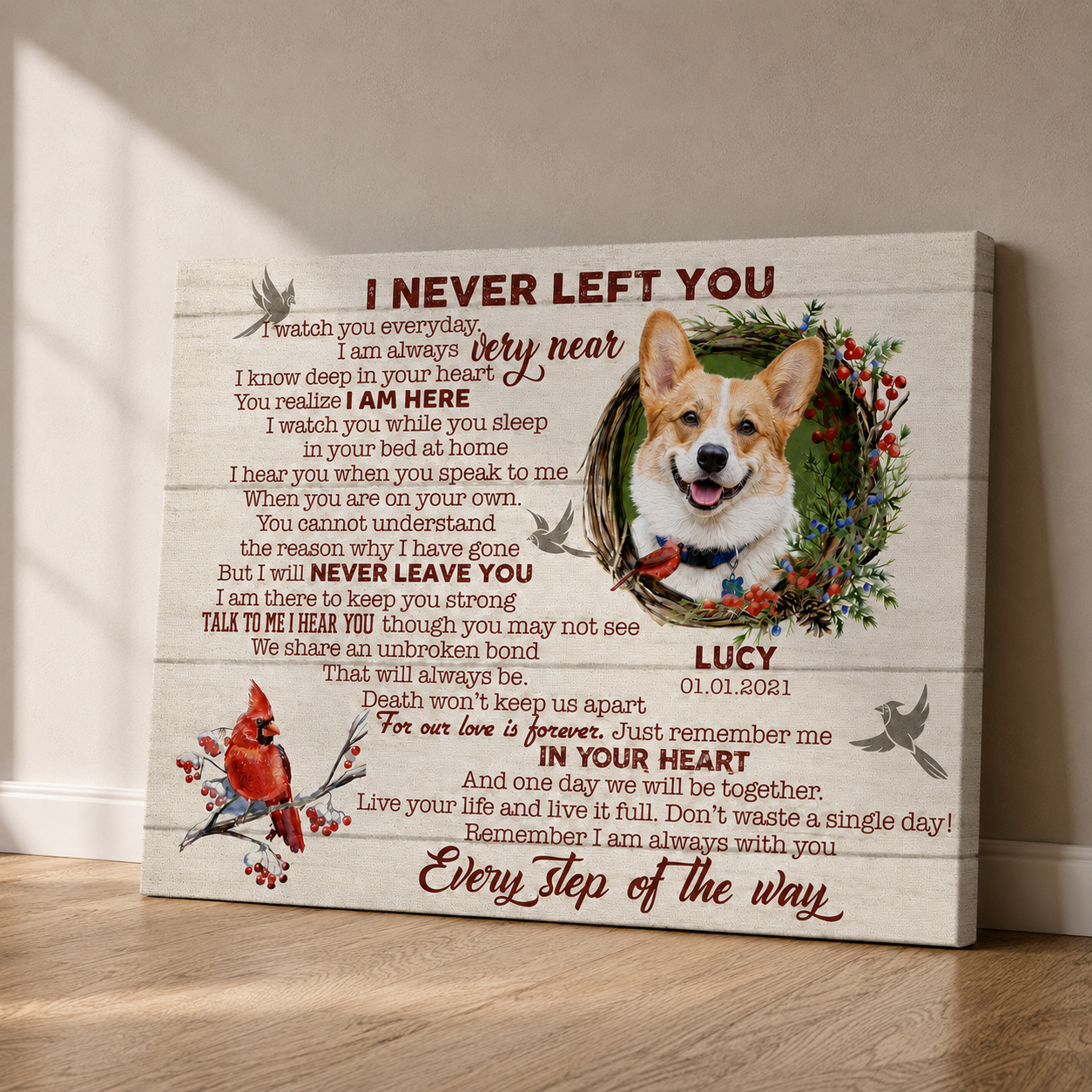 I Never Left You Dog Poem | Custom Dog Memorial Canvas | Dog Memorial Gifts