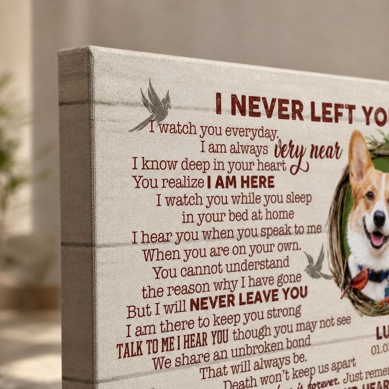 I Never Left You Dog Poem | Custom Dog Memorial Canvas | Dog Memorial Gifts