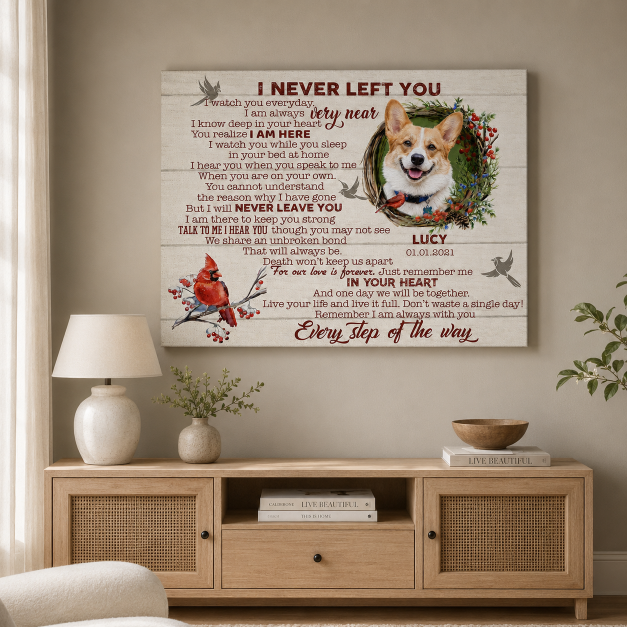 I Never Left You Dog Poem | Custom Dog Memorial Canvas | Dog Memorial Gifts