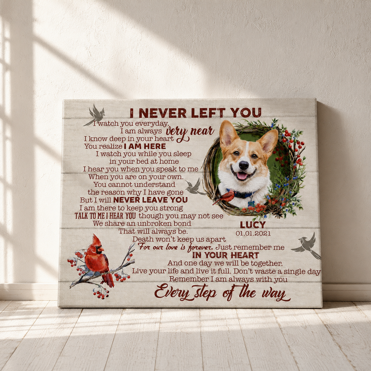 I Never Left You Dog Poem | Custom Dog Memorial Canvas | Dog Memorial Gifts