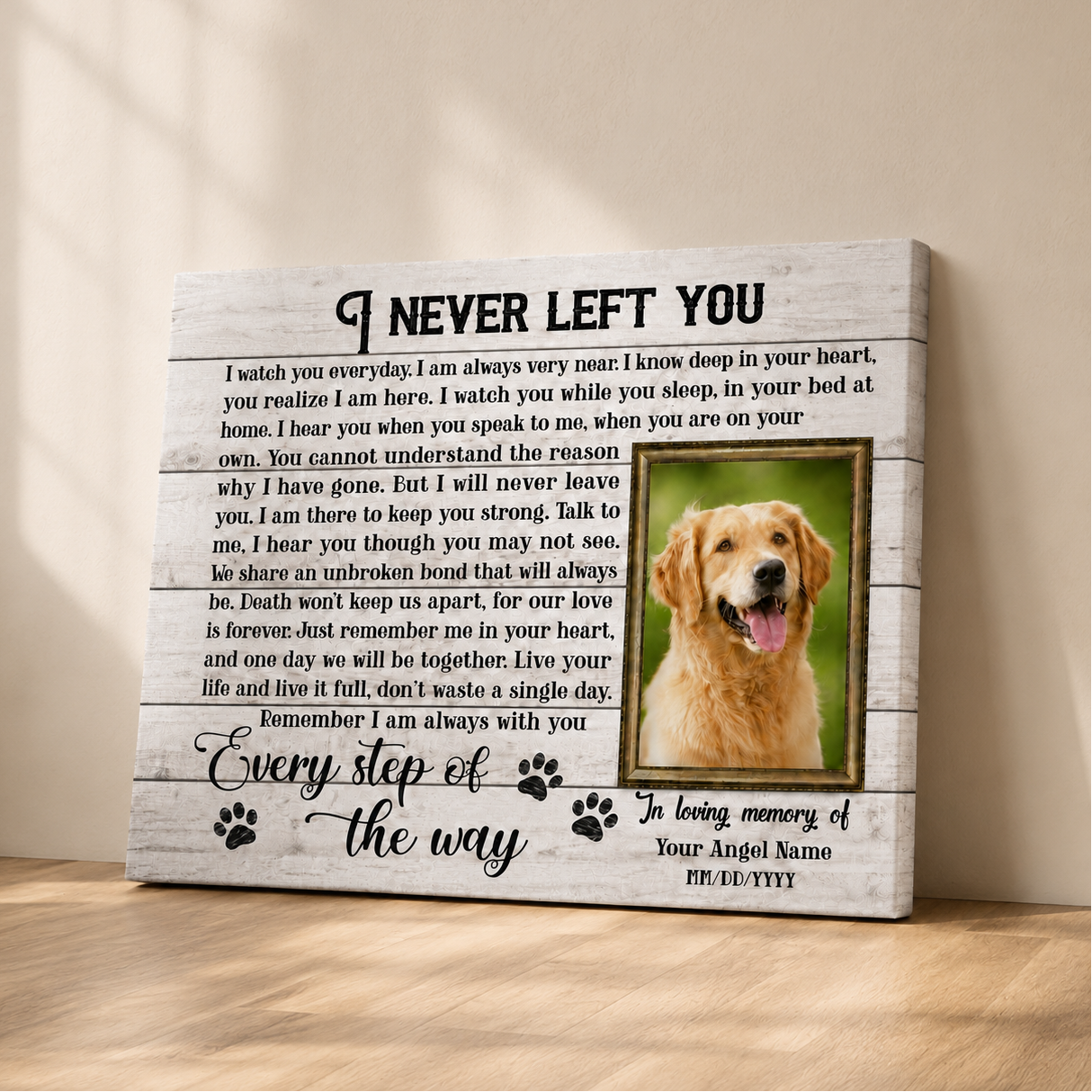 I Never Left You Poem | Custom Dog Memorial Canvas | Dog Memorial Gifts
