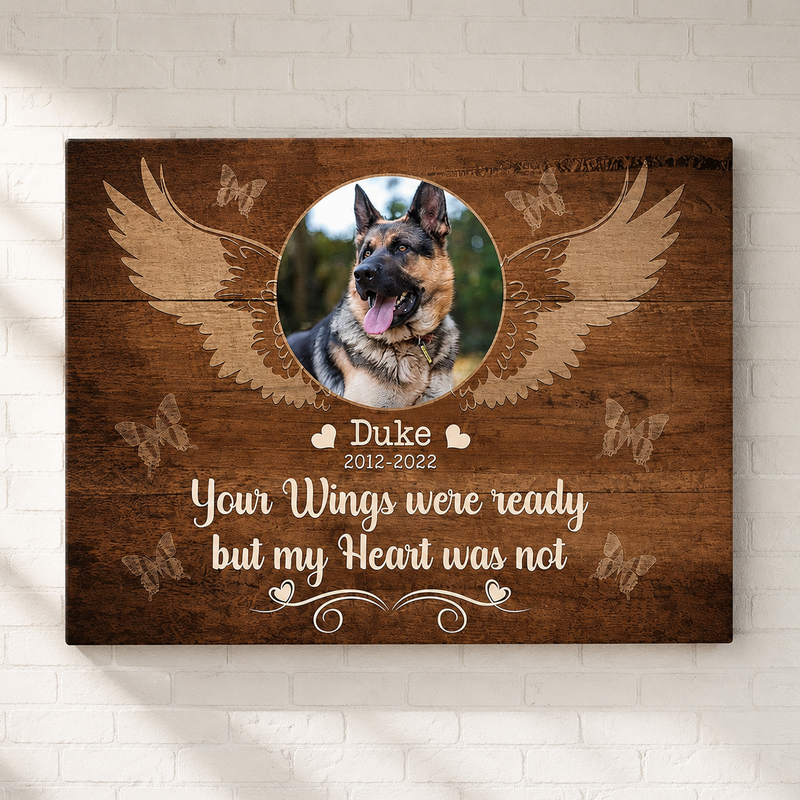 Your Wings Were Ready But My Heart Was Not Losing Your Wings | Custom Dog Memorial Canvas | Dog Memorial Gifts