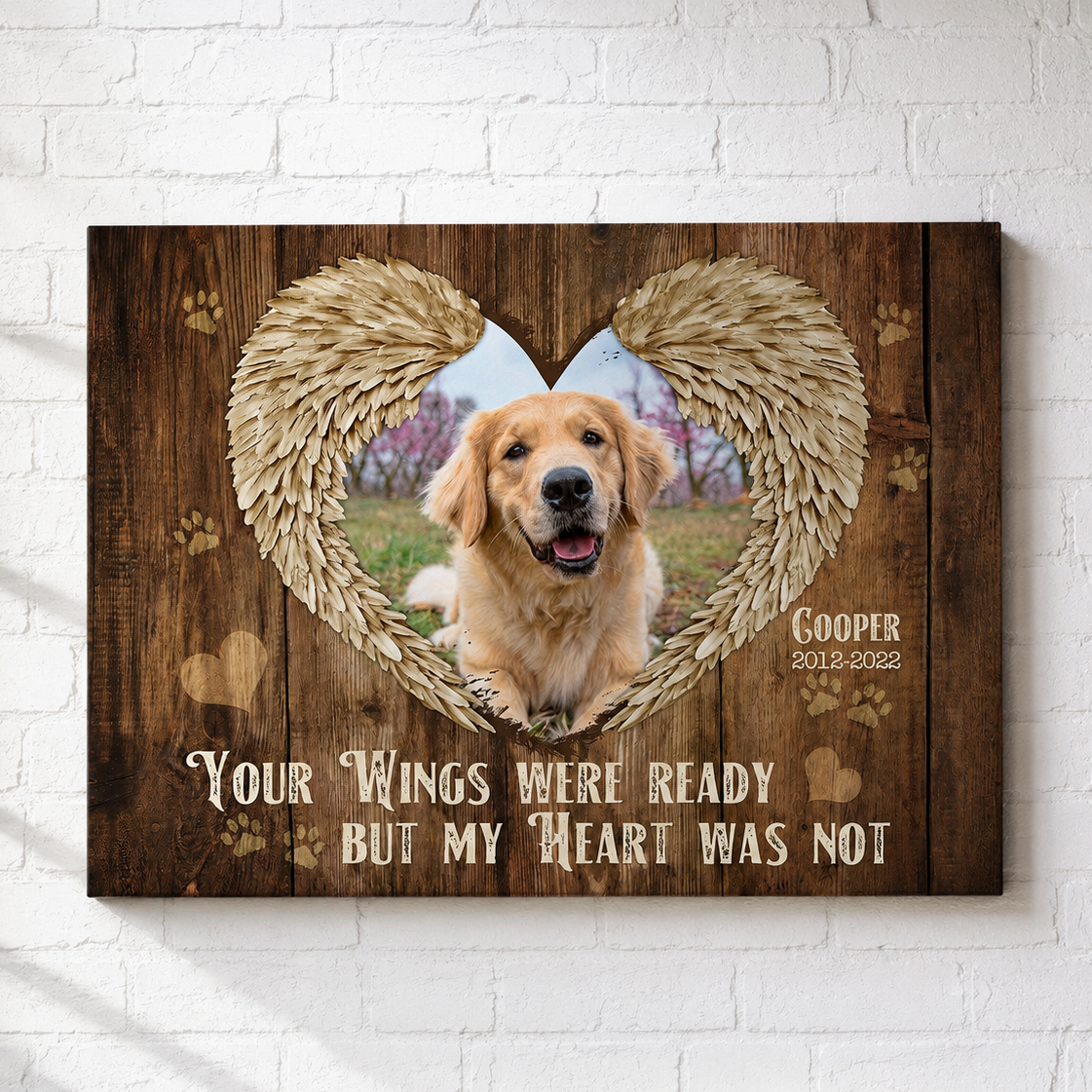 Your Wings Were Ready But My Heart Was Not Losing Your Wings | Custom Dog Memorial Canvas | Dog Memorial Gifts