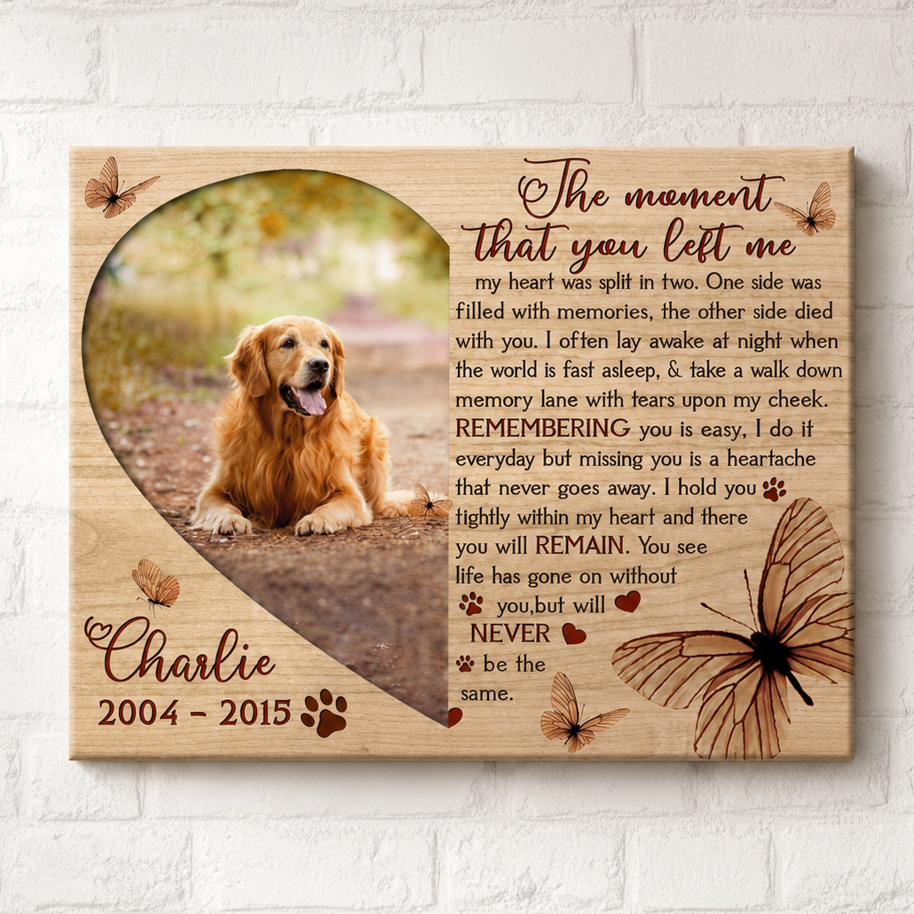 The Moment That You Left Me Butterflies | Custom Dog Memorial Canvas Print