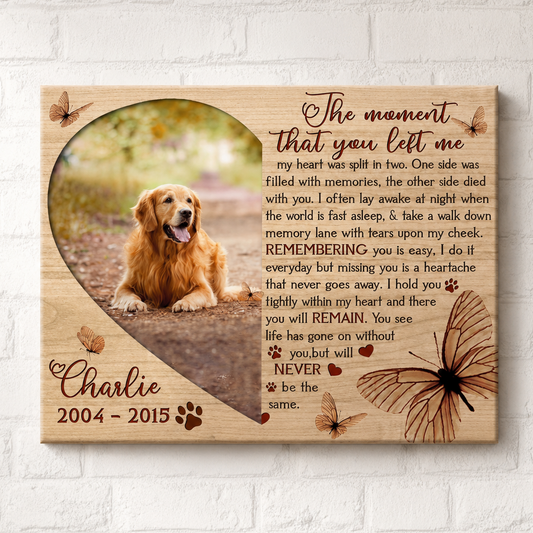 The Moment That You Left Me Butterflies | Custom Dog Memorial Canvas Print