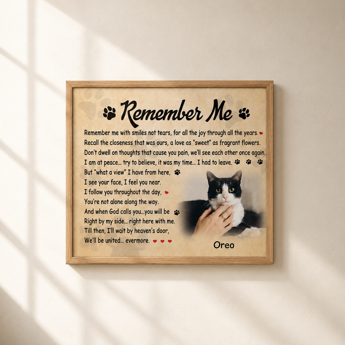 Cat Memorial Gifts | Custom Cat Memorial Canvas |  Remember Me Poem