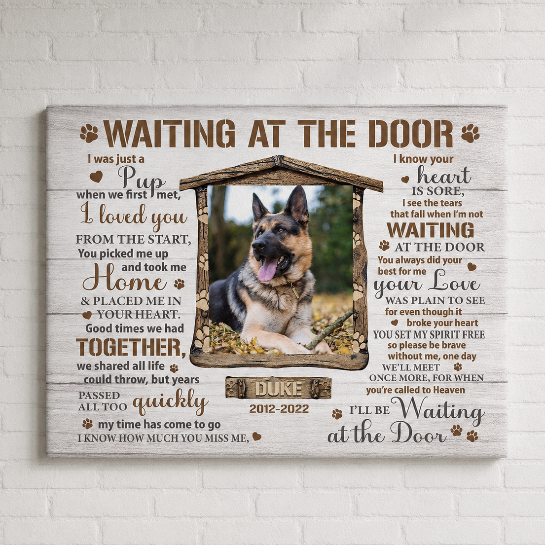 Custom Dog Memorial Canvas 