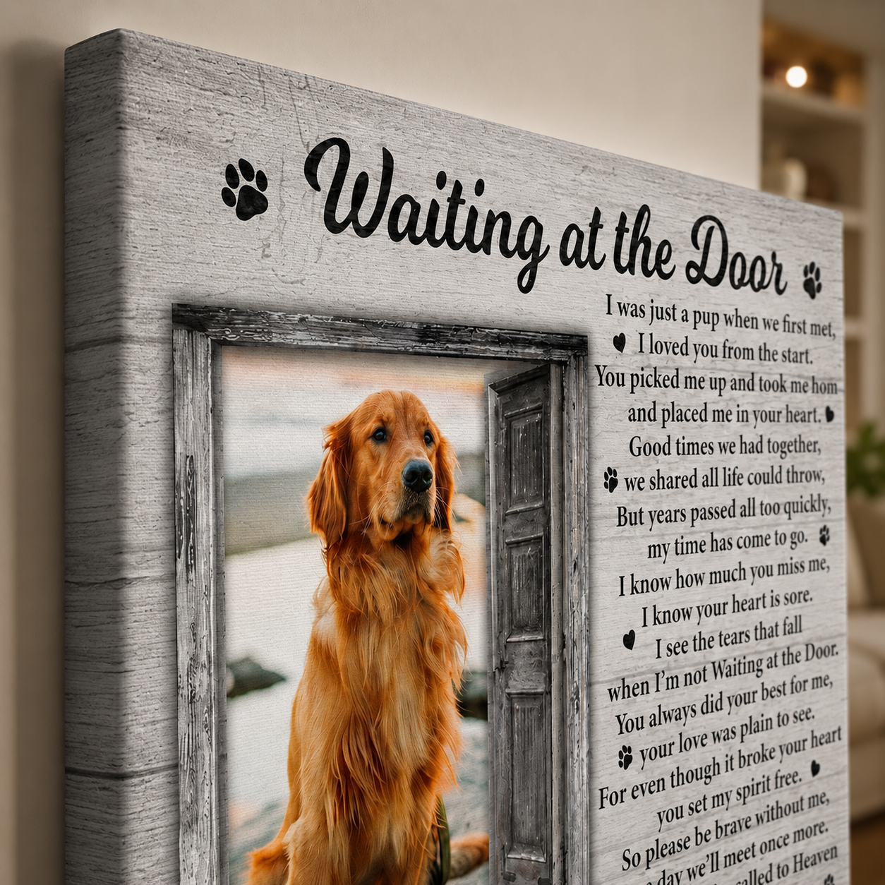 Waiting At The Door Dog Poem | Custom Dog Memorial Canvas | Dog Memorial Gifts