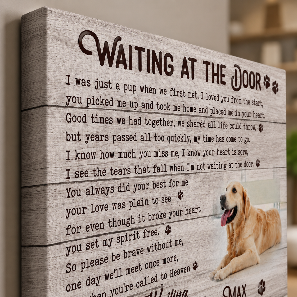Waiting At The Door Dog Poem | Custom Dog Memorial Canvas | Dog Memorial Gifts