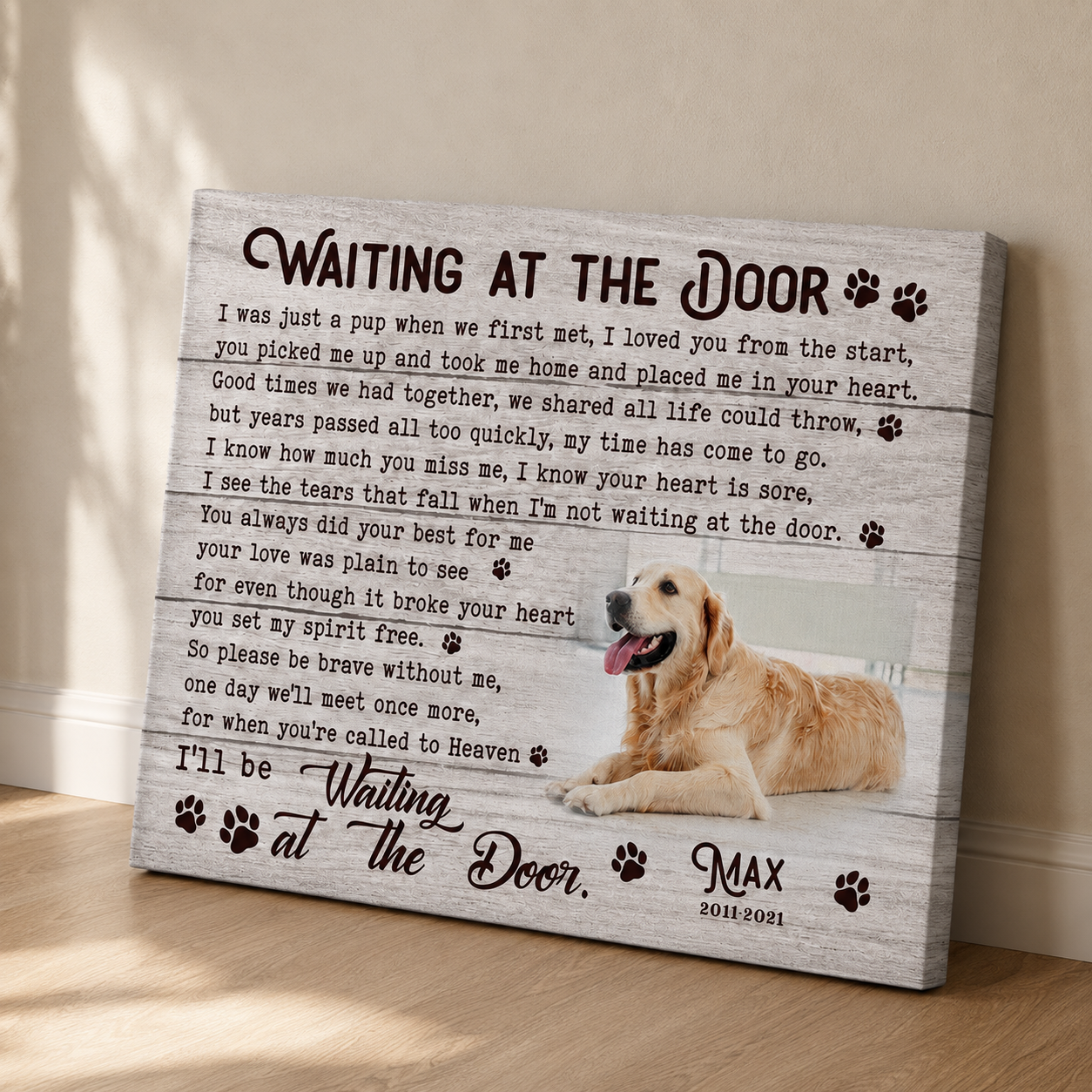 Waiting At The Door Dog Poem | Custom Dog Memorial Canvas | Dog Memorial Gifts