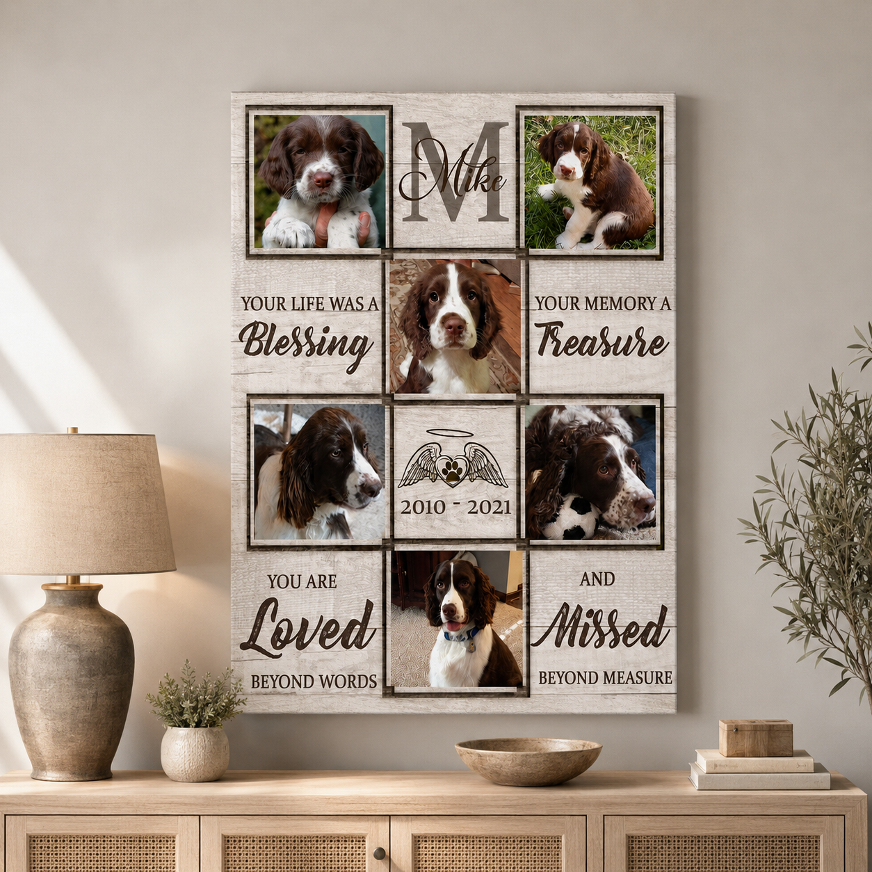 Custom Photo Dog Memorial Canvas Print