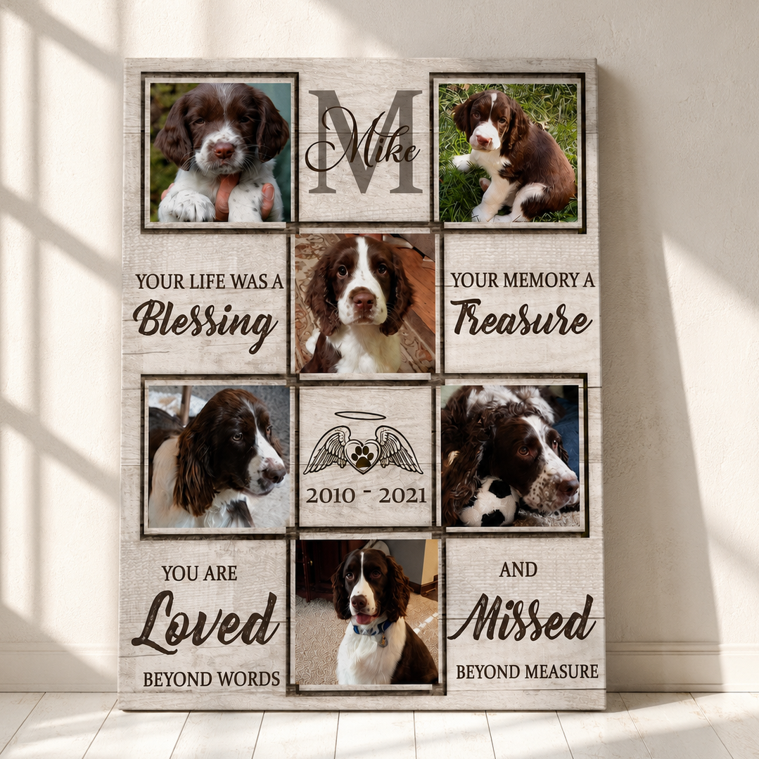 Custom Photo Dog Memorial Canvas Print