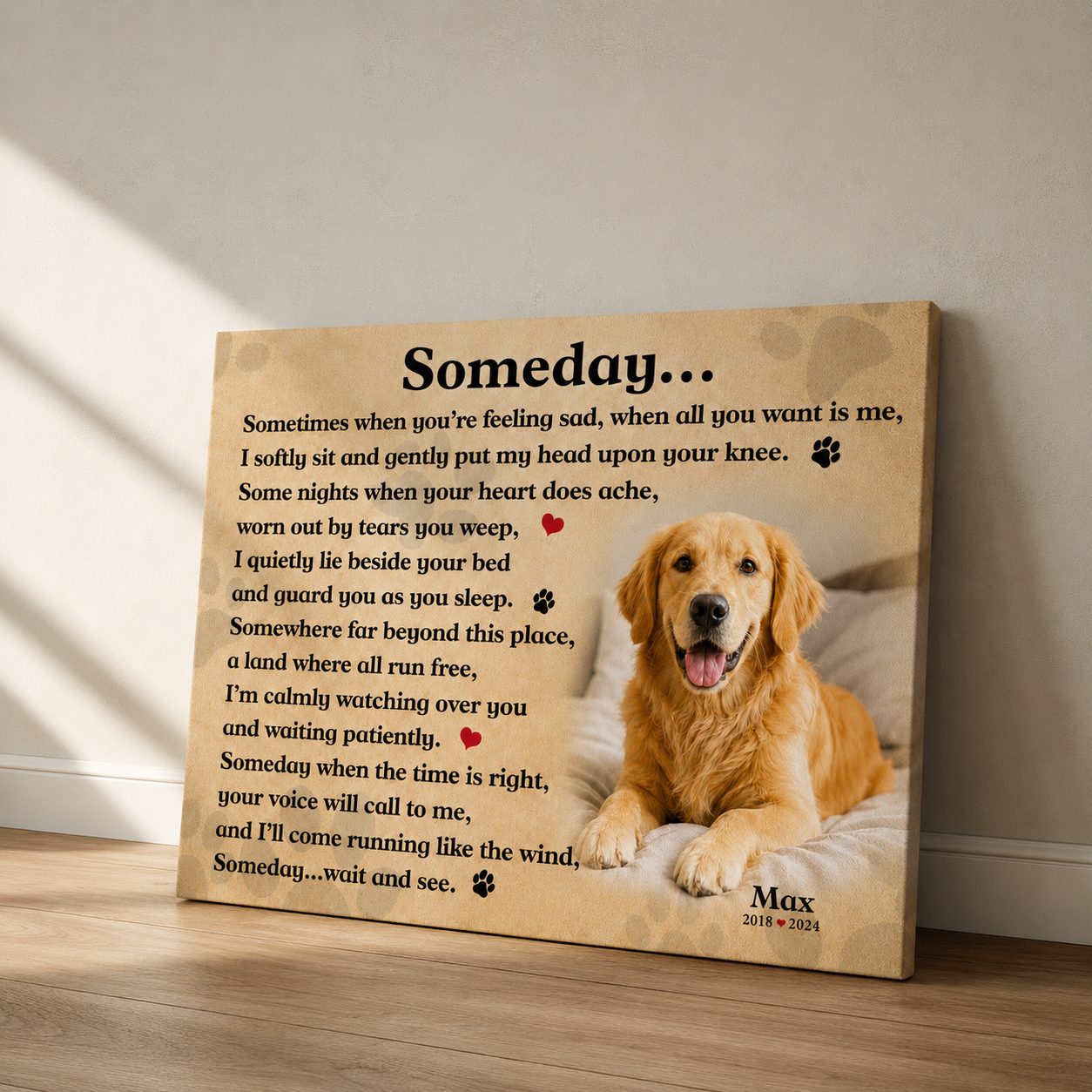 Someday Dog Poem | Custom Dog Memorial Canvas Print