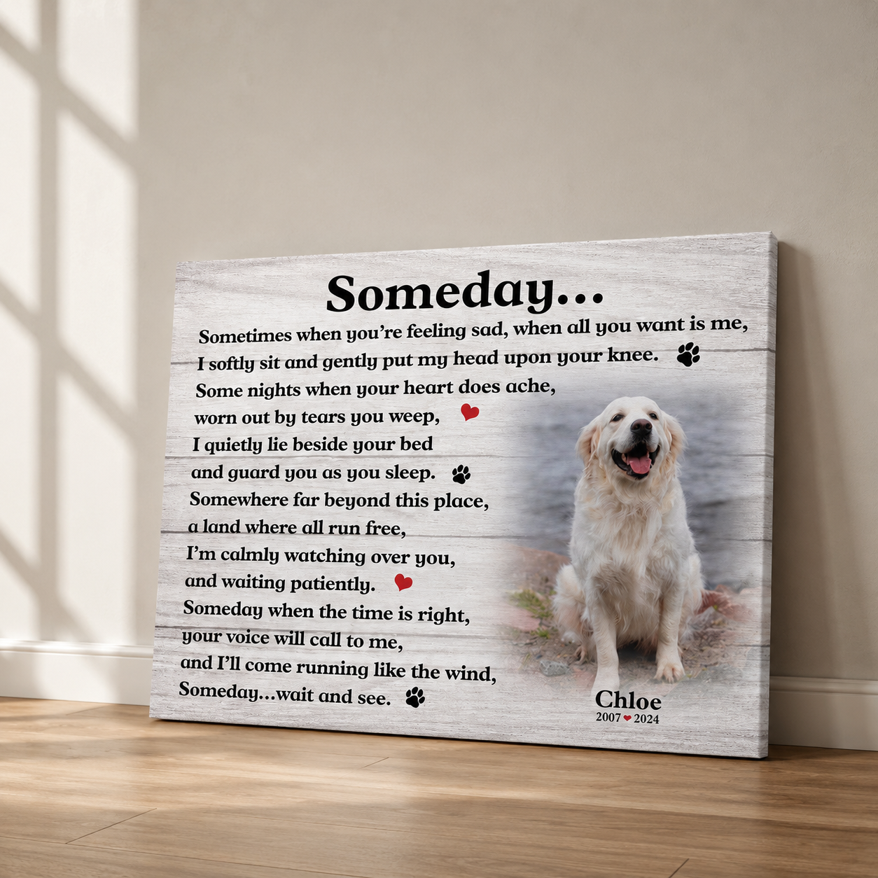 Someday Dog Poem | Custom Dog Memorial Canvas Print