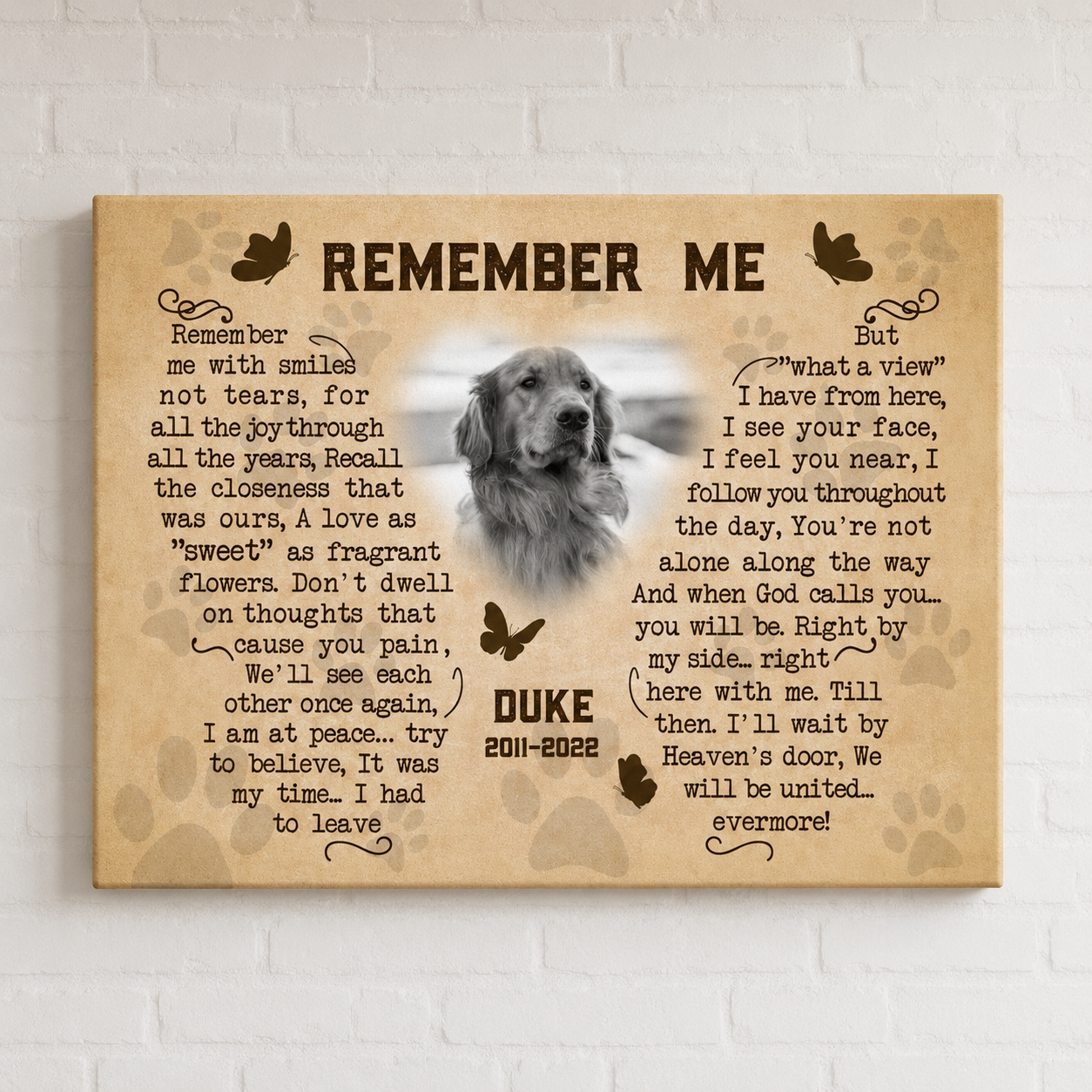Remember Me Dog Poem | Custom Dog Memorial Canvas | Dog Memorial Gifts