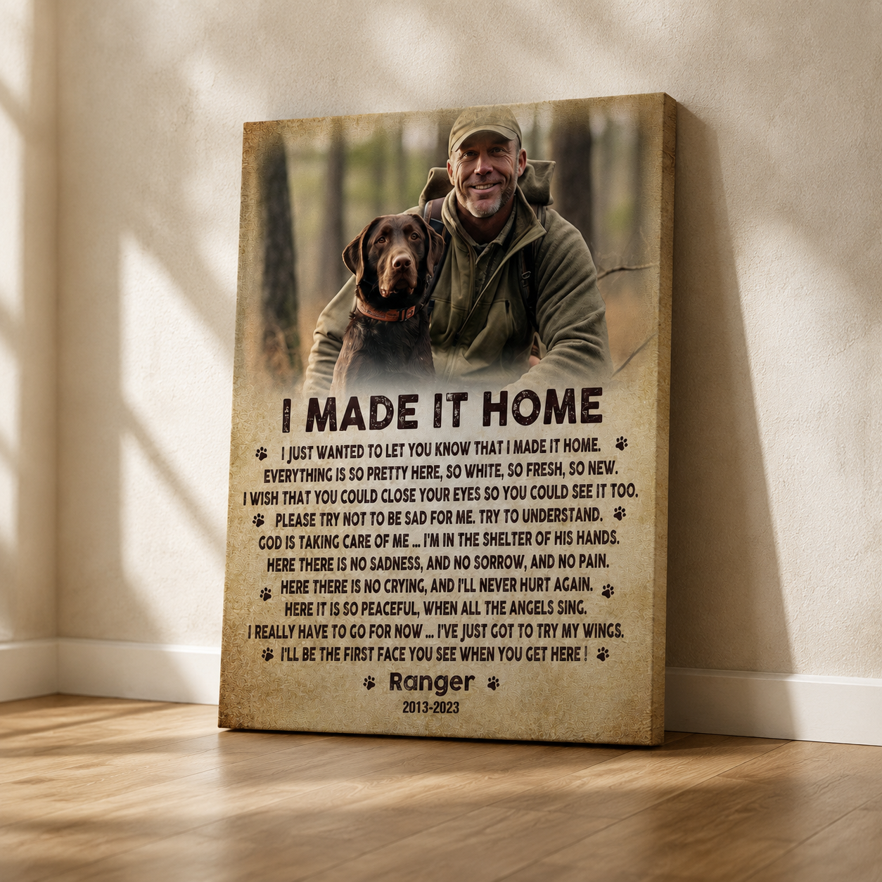 I Made It Home Poem | Custom Dog Memorial Canvas | Dog Memorial Gifts