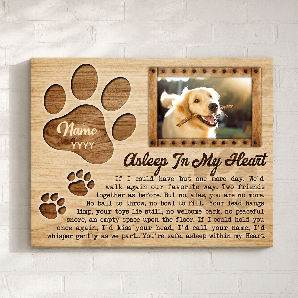 Asleep In My Heart | Custom Dog Memorial Canvas | Dog Memorial Gifts