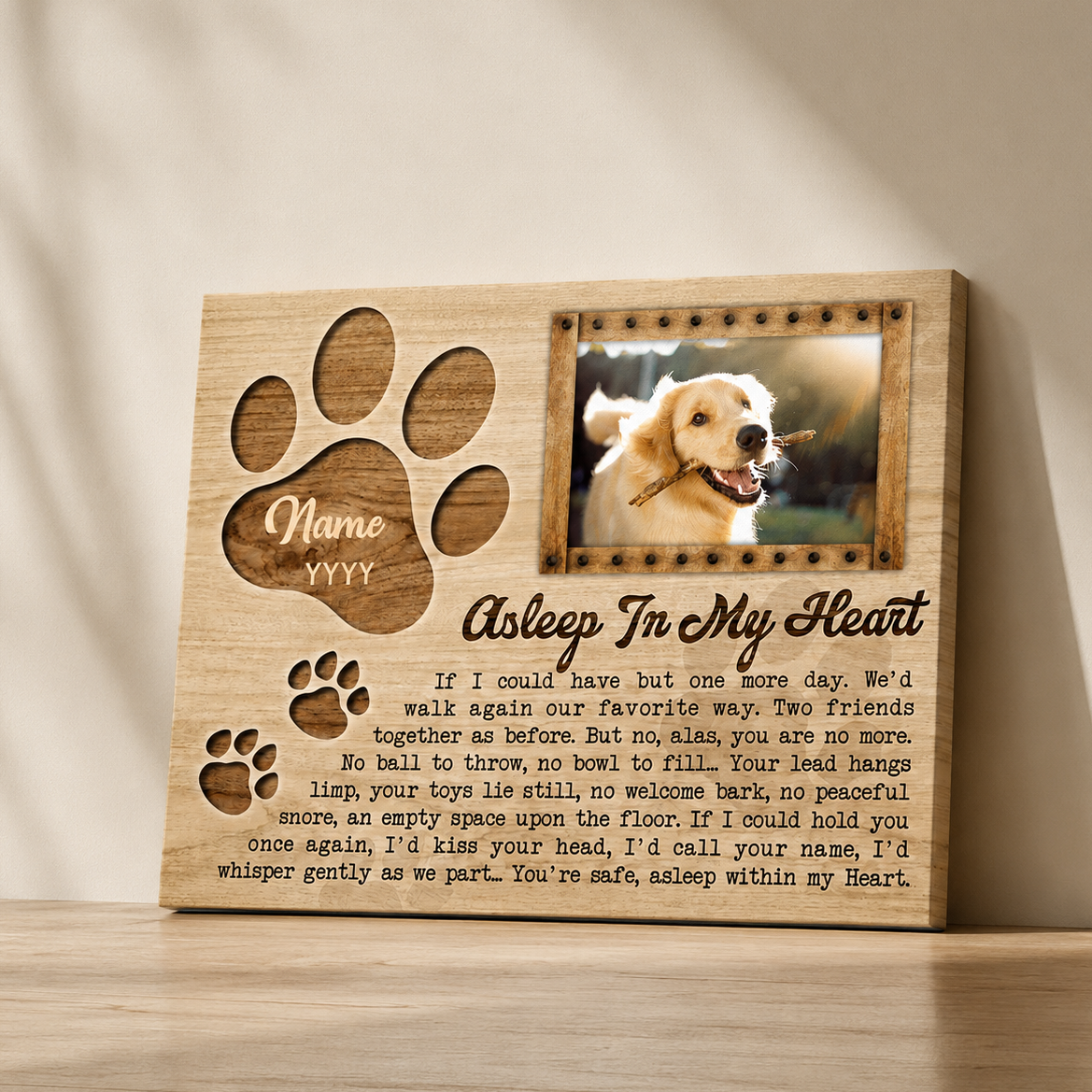 Asleep In My Heart | Custom Dog Memorial Canvas | Dog Memorial Gifts