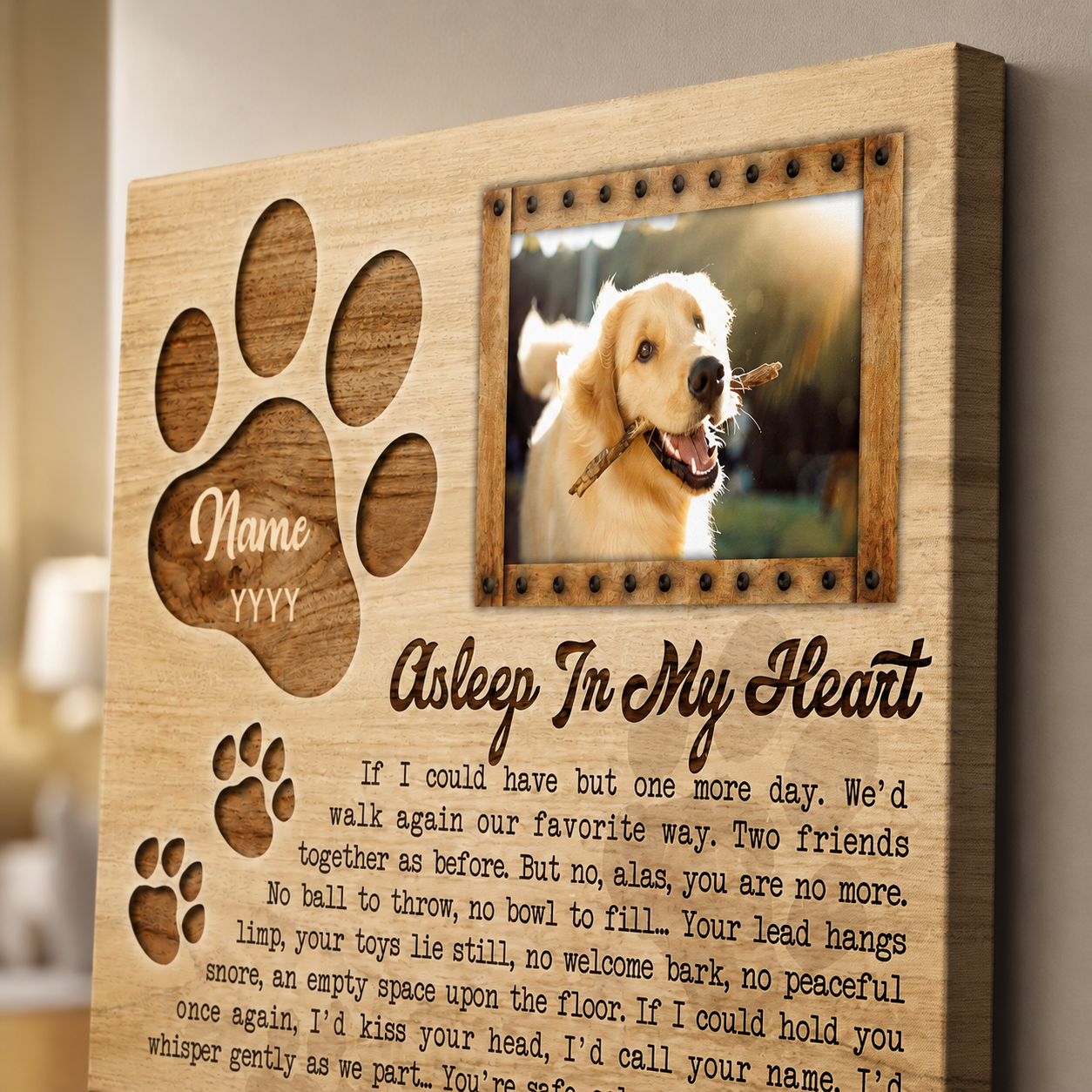 Asleep In My Heart | Custom Dog Memorial Canvas | Dog Memorial Gifts