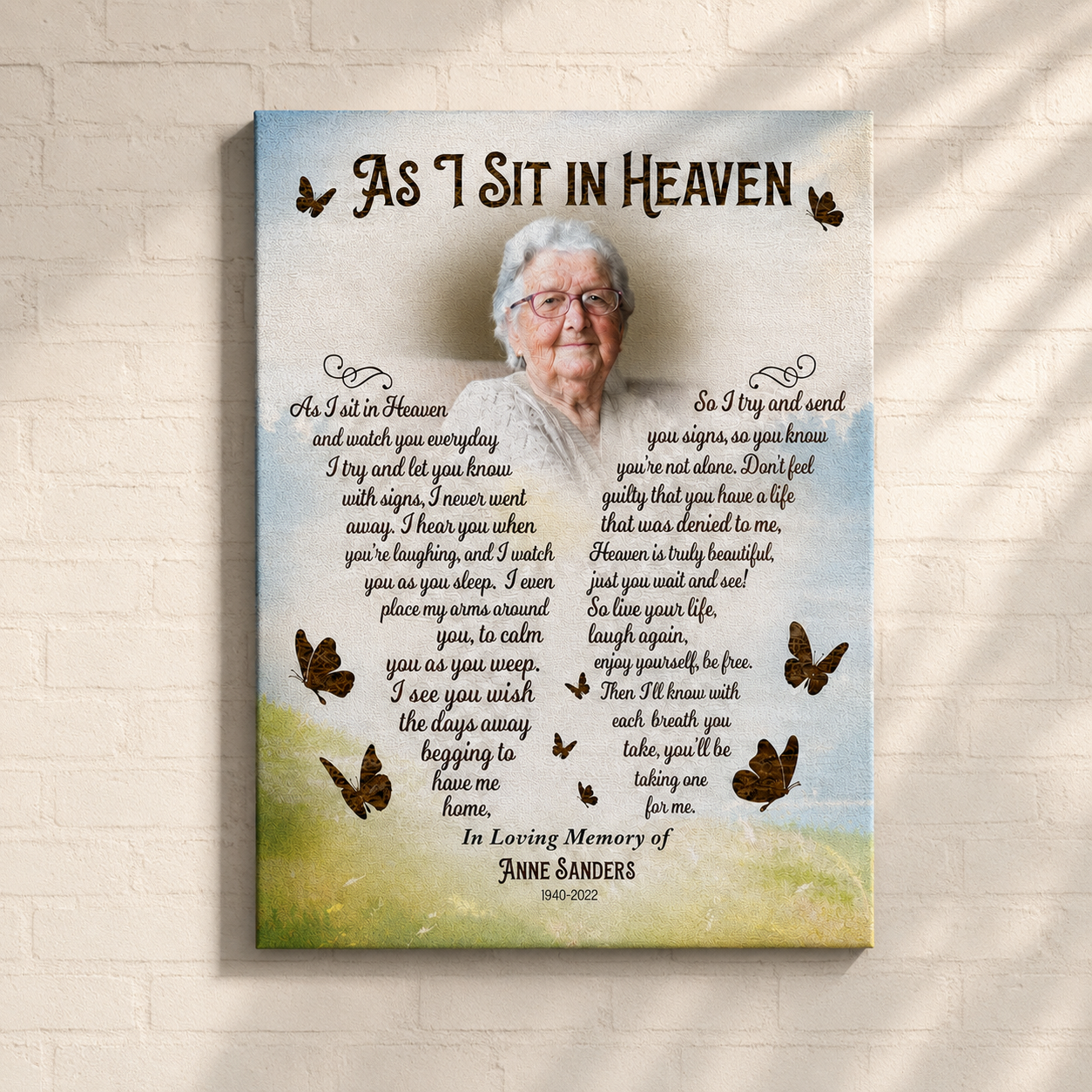 As I Sit In Heaven Poem Memorial Canvas | Memorial Gift For Loss
