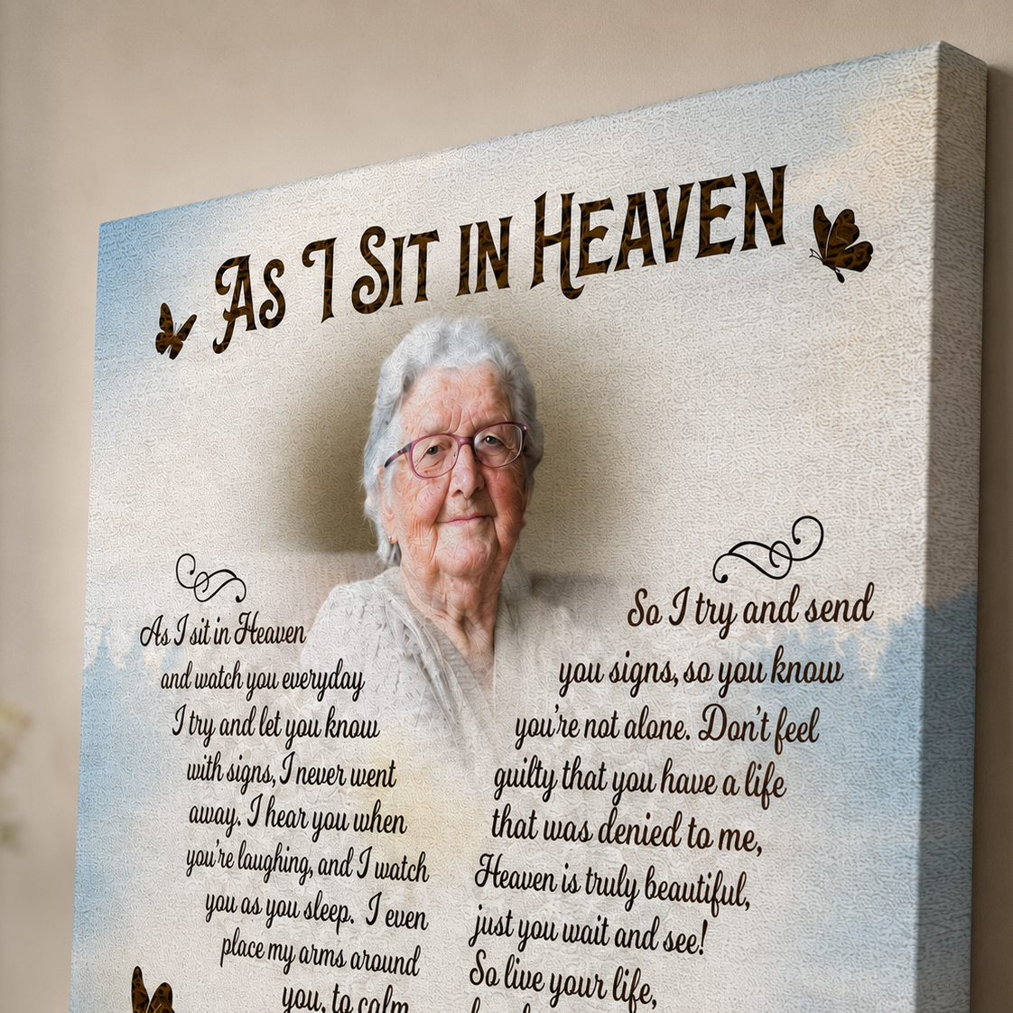 As I Sit In Heaven Poem Memorial Canvas | Memorial Gift For Loss