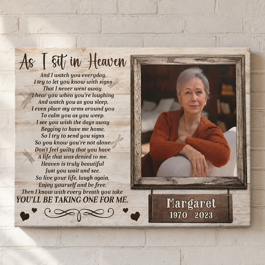 As I Sit In Heaven Poem | Custom Memorial Canvas Print