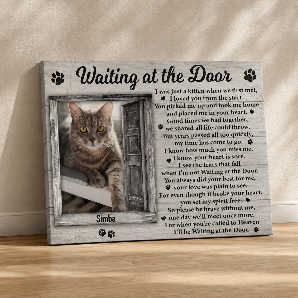 Waiting At The Door Cat Poem | Custom Cat Memorial Canvas Print