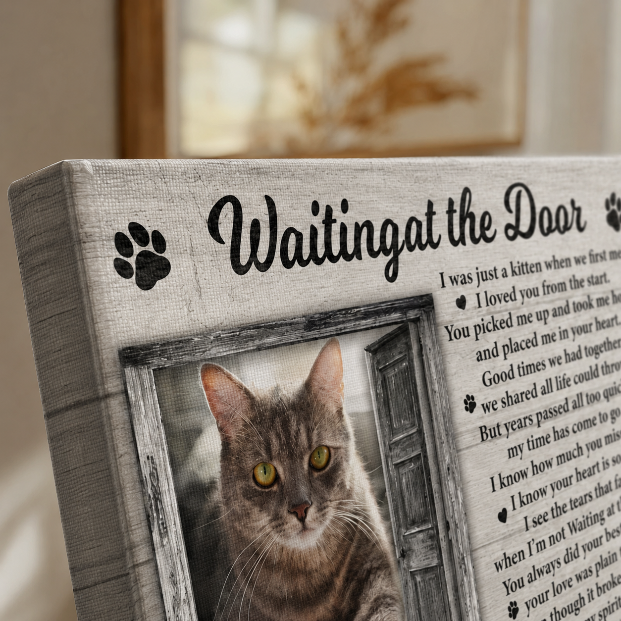 Waiting At The Door Cat Poem | Custom Cat Memorial Canvas Print