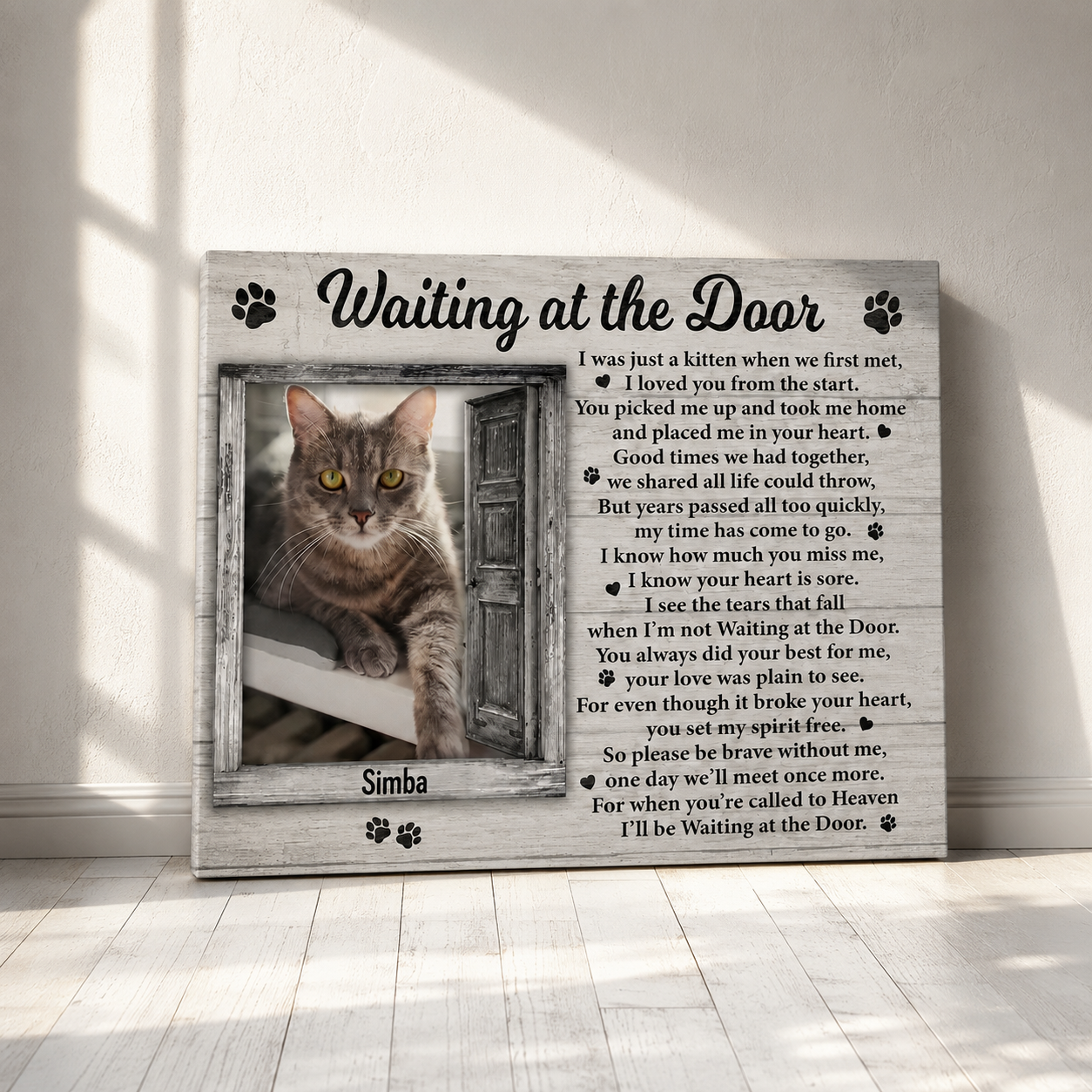 Waiting At The Door Cat Poem | Custom Cat Memorial Canvas Print