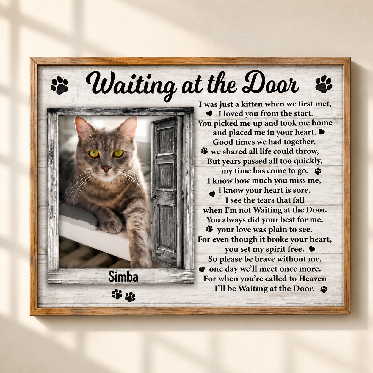 Waiting At The Door Cat Poem | Custom Cat Memorial Canvas Print