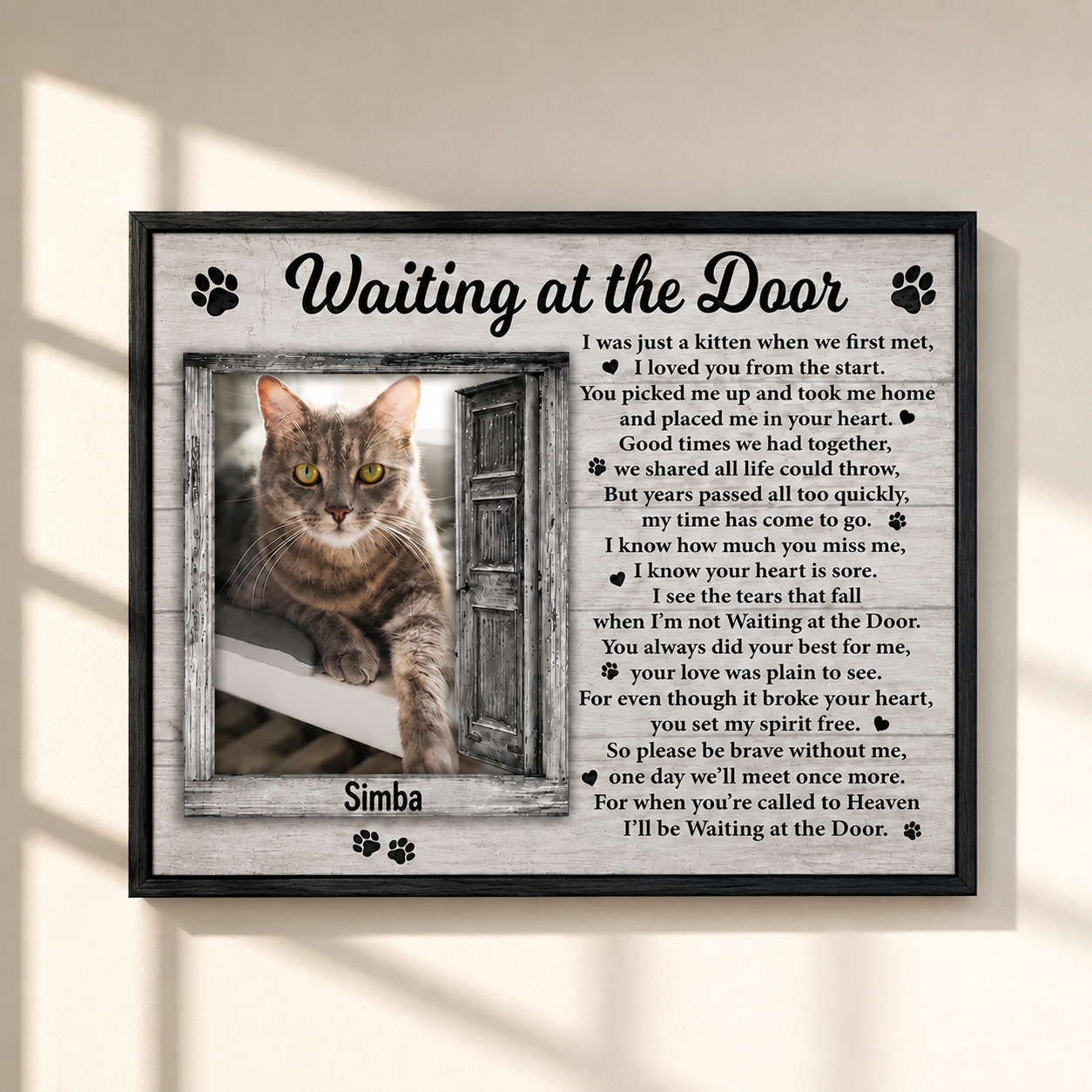 Waiting At The Door Cat Poem | Custom Cat Memorial Canvas Print