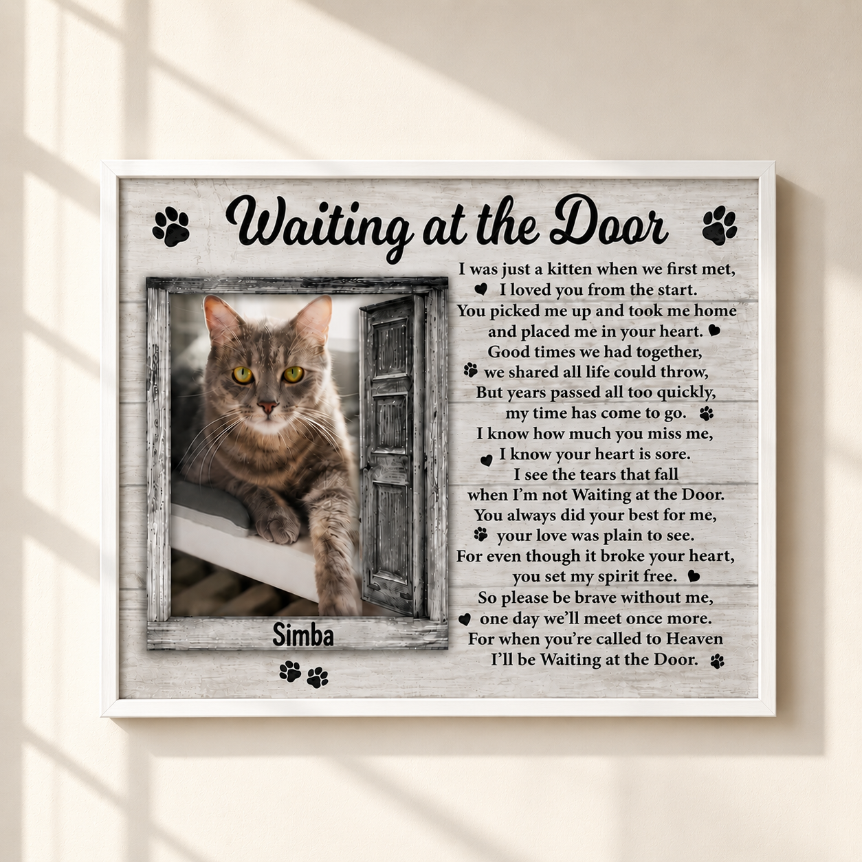Waiting At The Door Cat Poem | Custom Cat Memorial Canvas Print