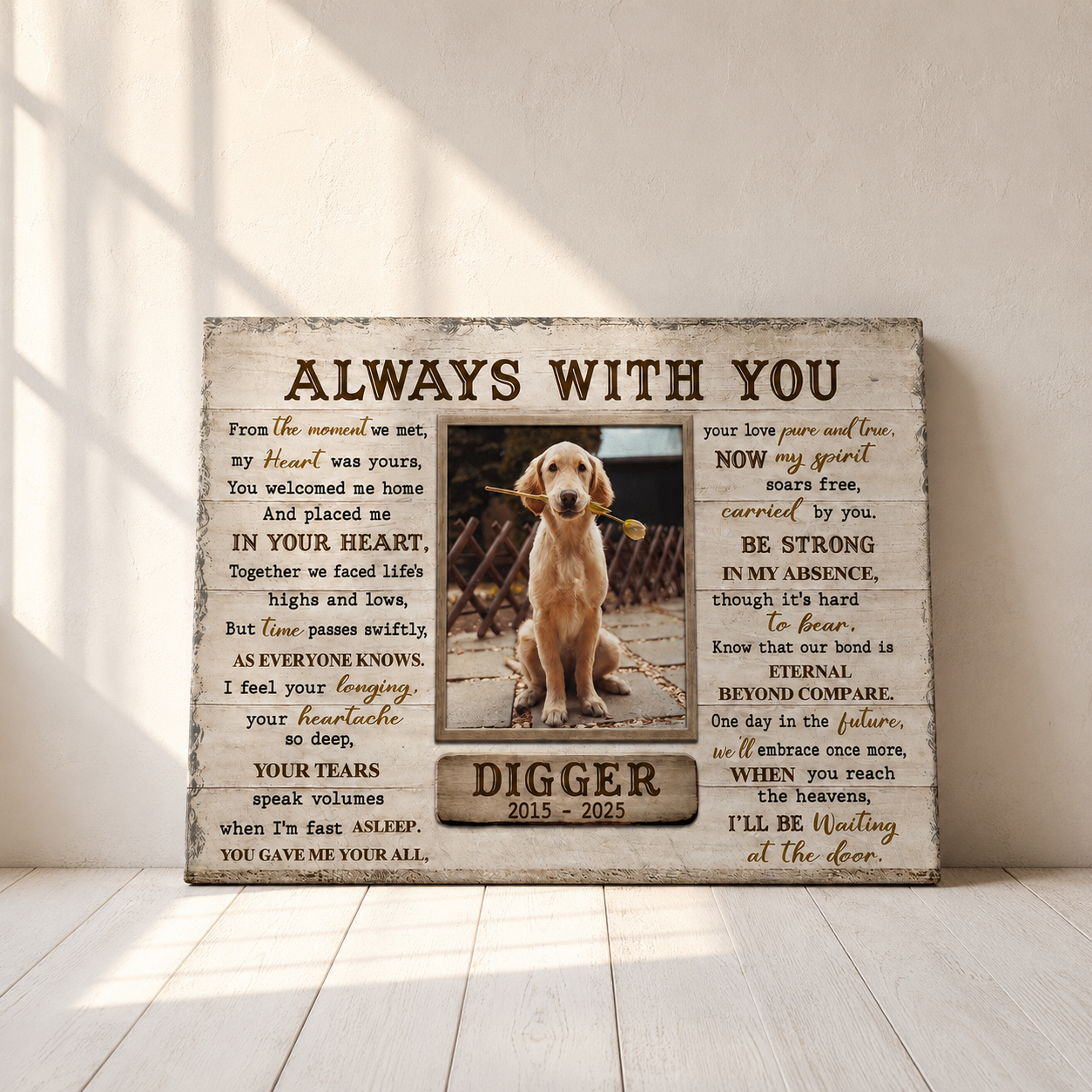 Always With You Poem | Custom Dog Memorial Canvas | Dog Memorial Gifts
