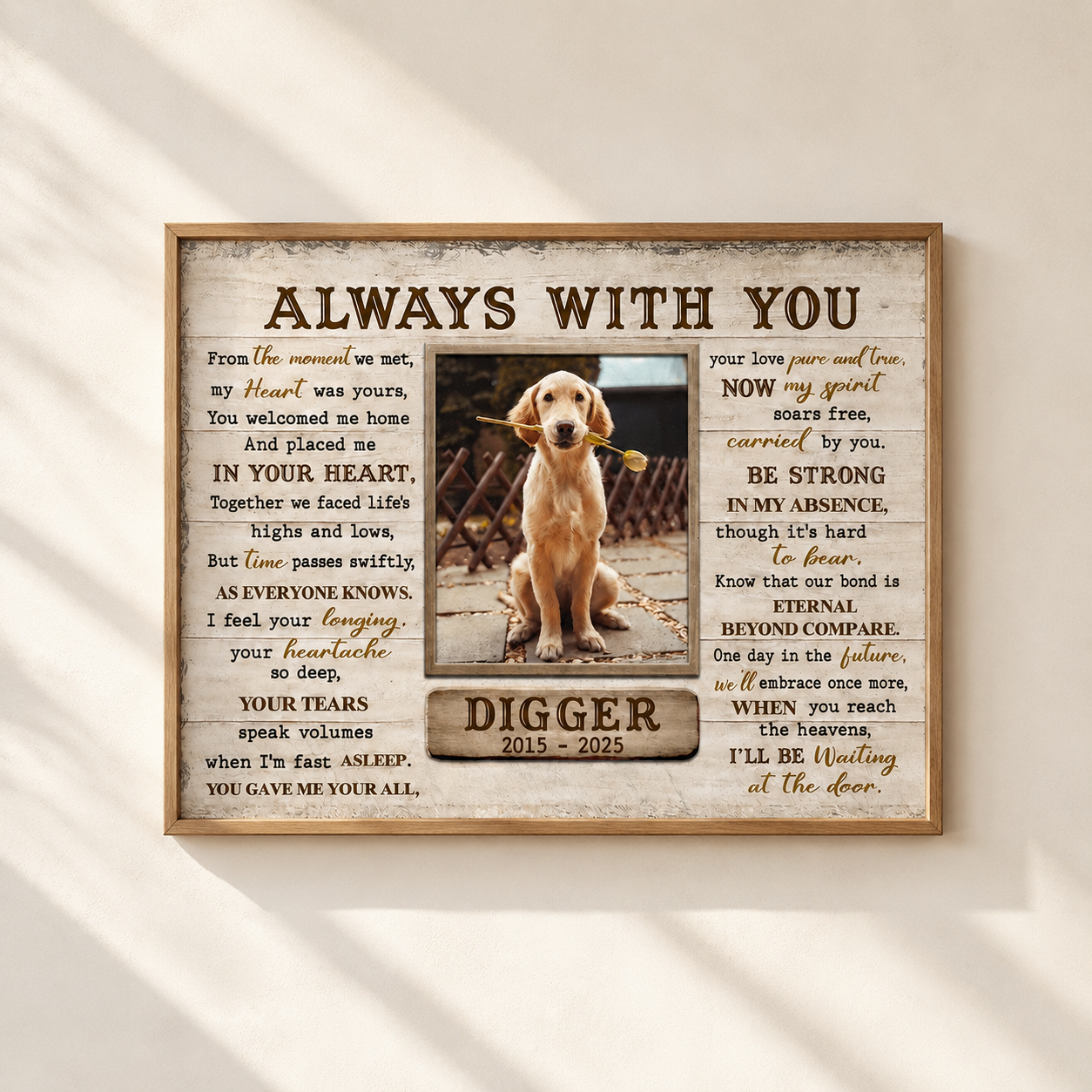 Always With You Poem | Custom Dog Memorial Canvas | Dog Memorial Gifts