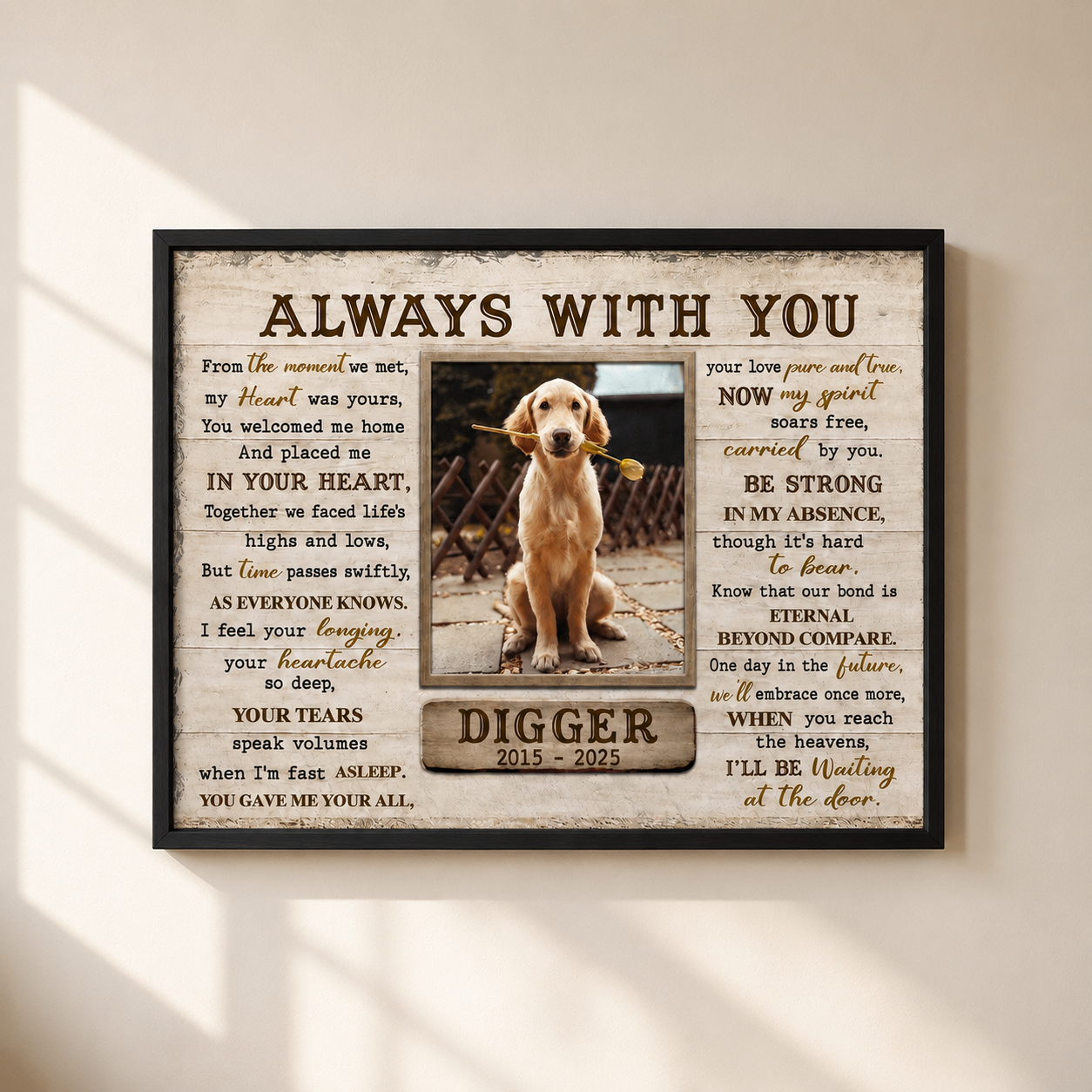Always With You Poem | Custom Dog Memorial Canvas | Dog Memorial Gifts