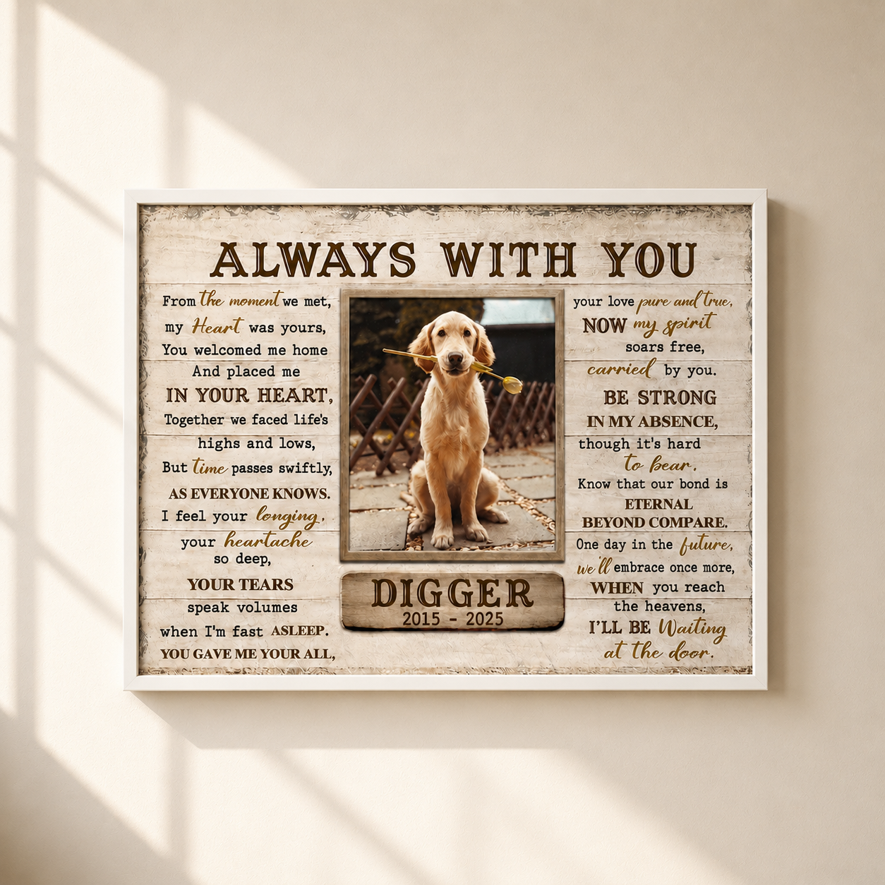 Always With You Poem | Custom Dog Memorial Canvas | Dog Memorial Gifts