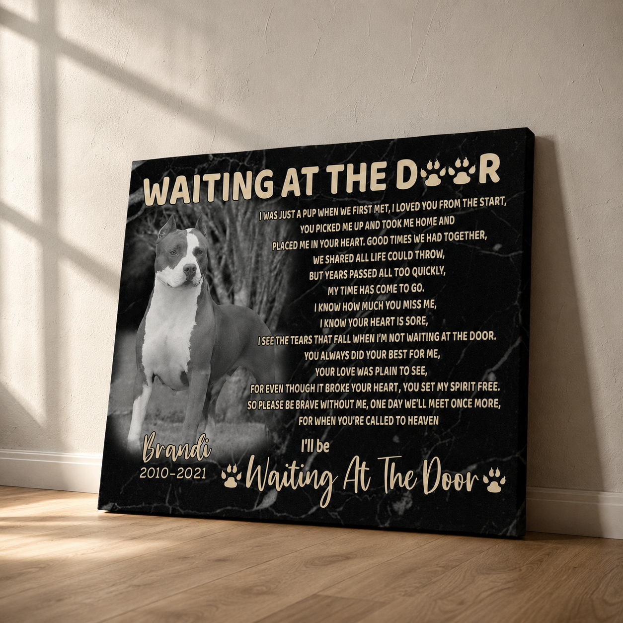 Waiting At The Door Dog Poem | Custom Dog Memorial Canvas Print