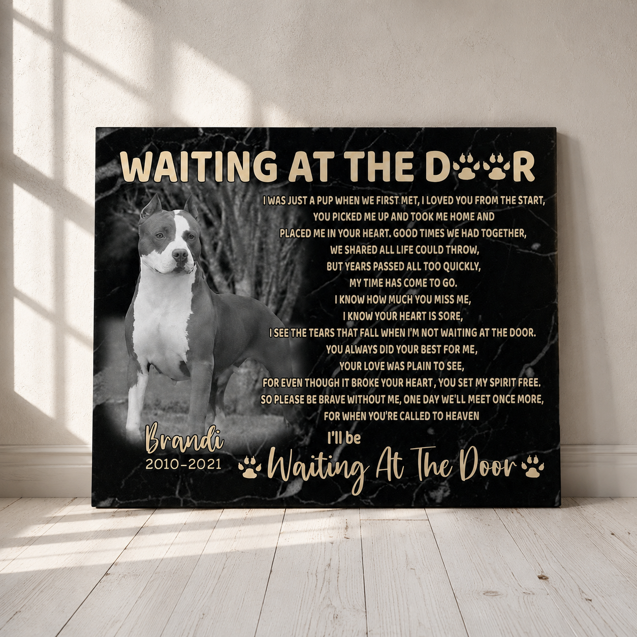 Waiting At The Door Dog Poem | Custom Dog Memorial Canvas Print