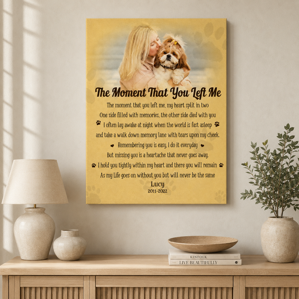 The Moment That You Left Me Dog Poem | Custom Dog Memorial Canvas Print