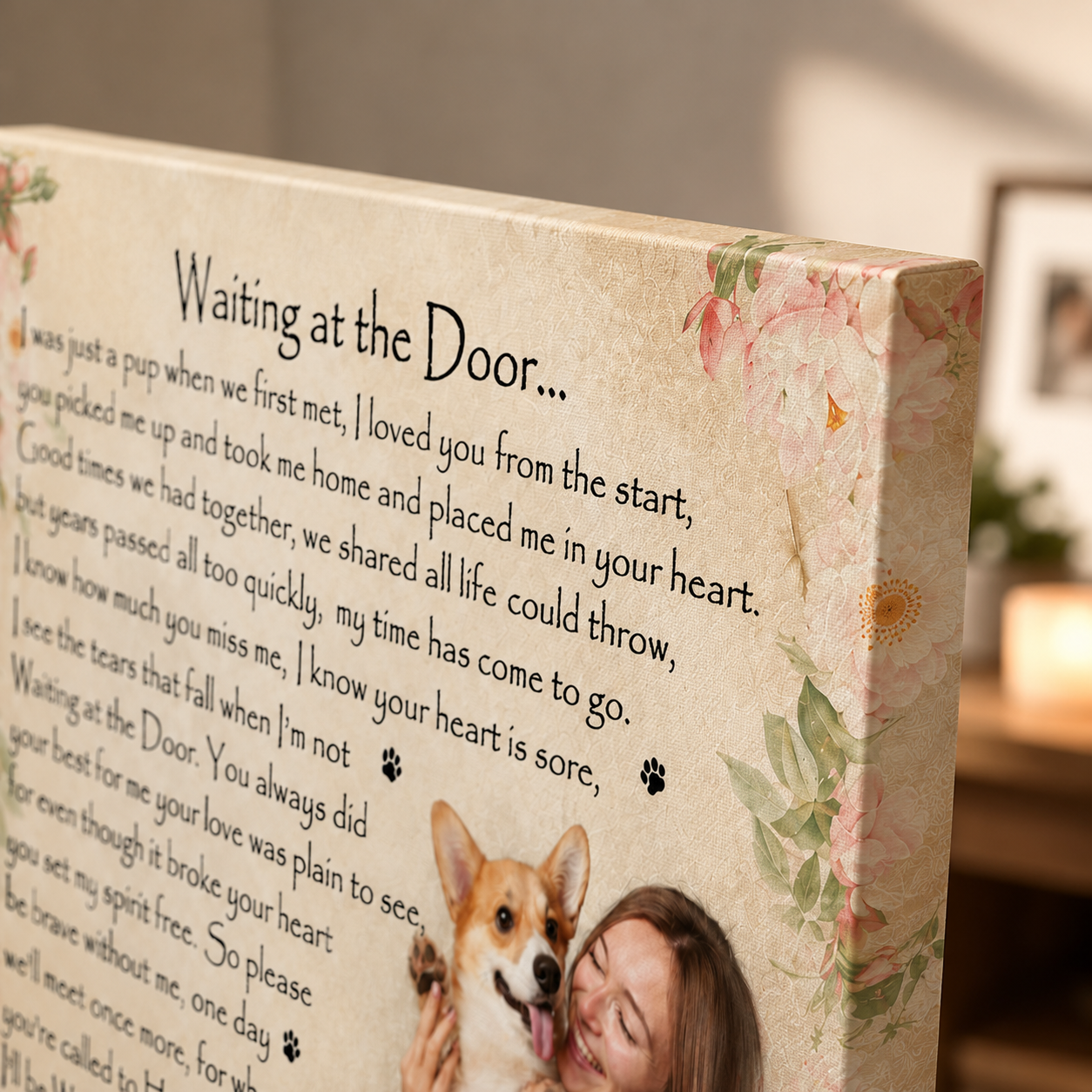 Waiting At The Door Dog Poem | Custom Dog Memorial Canvas Print